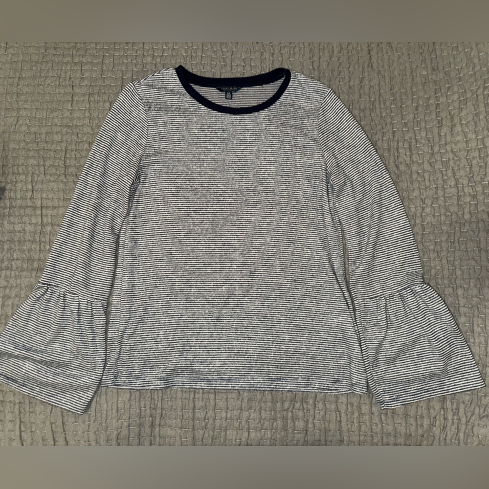 Lucky Brand Women’s Gray Striped Long-Sleeve Blouse